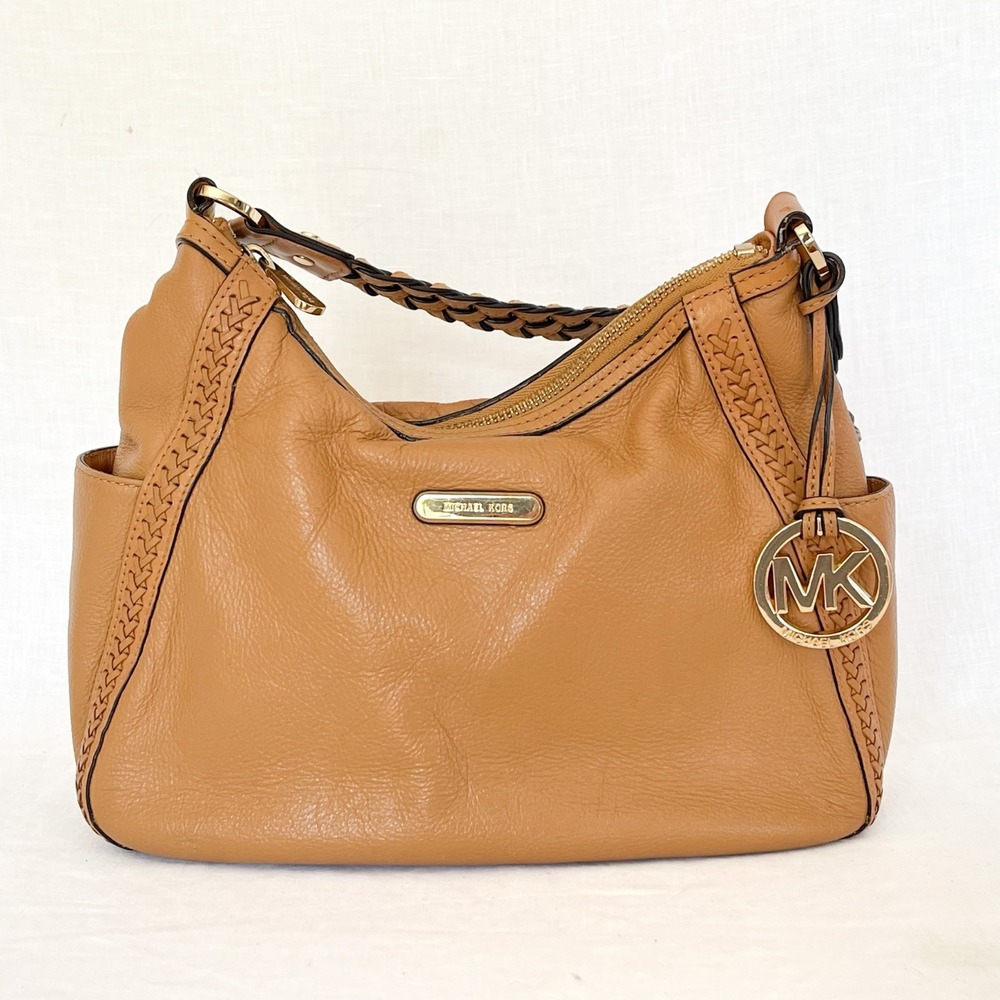 Michael Kors Caramel Boho Shoulder Bag with Braided Trim – Gold Hardware - Trim